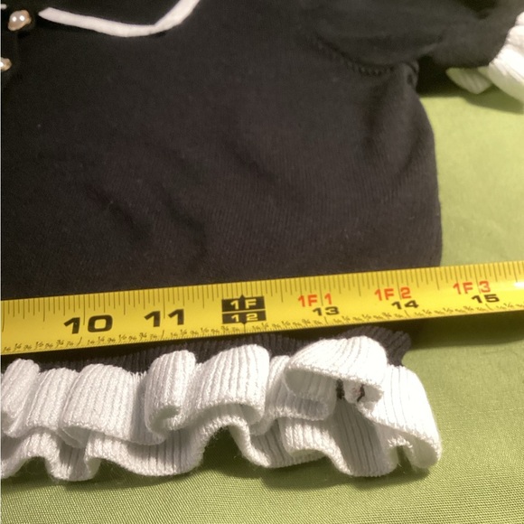 RUFFLES BLACK/WHITE WAIST TOP - Picture 4 of 12